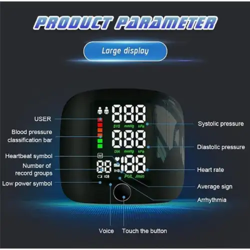 Automatic Rechargeable Digital Touch Screen Wrist type Blood-Pressure Machine